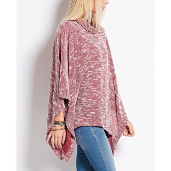 "Asking for Roses" Poncho Cowl Neck Cape Top - Picture 4 of 4