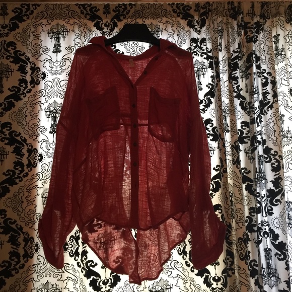 Free People high to low collared shirt