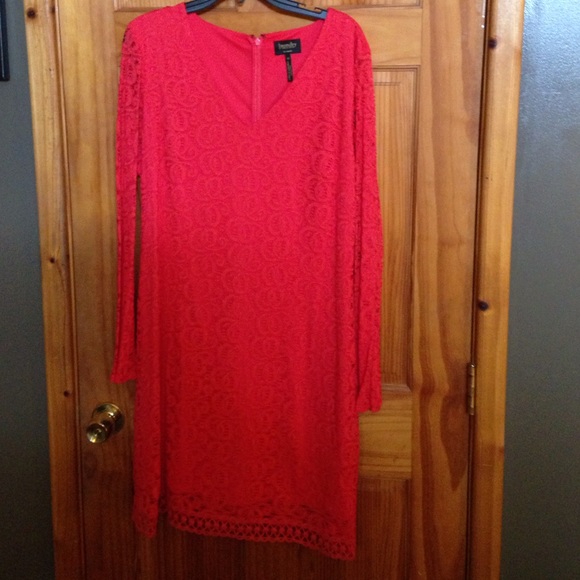 Laundry Long-sleeved V-neck Lace Dress - Picture 1 of 4