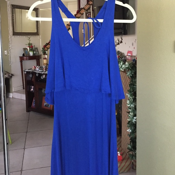 Blue maxi dress.