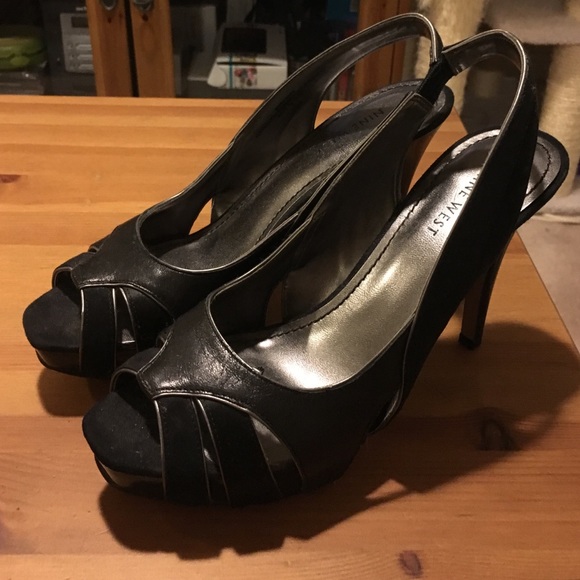 Black sling back shoes