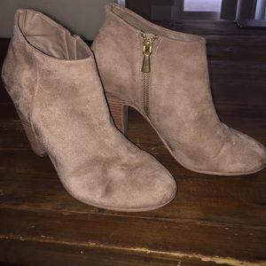 Beige Suede Booties