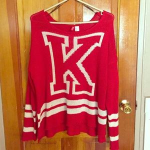 DIVIDED Red "K" Hi-Low Sweater