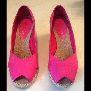 Ralph Lauren Espadrilles hot pink satin. Size 6M.