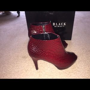 WHBM Paulette croco embossed bootie