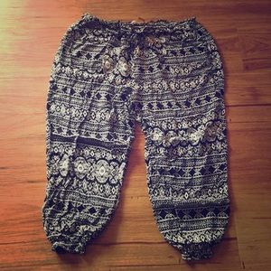 Black and white patterned joggers