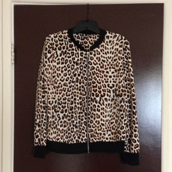 Express Jackets & Blazers - Express Leopard Print Soft Bomber Jacket