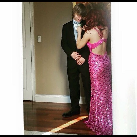 Sequined Long Prom Dress - Picture 1 of 2