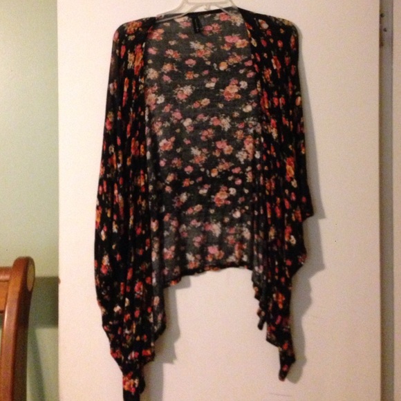 black floral kimono