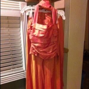 Formal dress orange shimmer