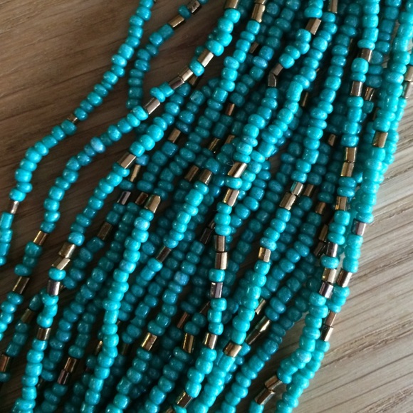 Turquoise and gold layered necklace - Picture 2 of 3