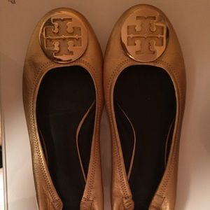 Tory Burch gold ballet flat