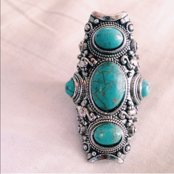 Triple Turquoise Silver Ring