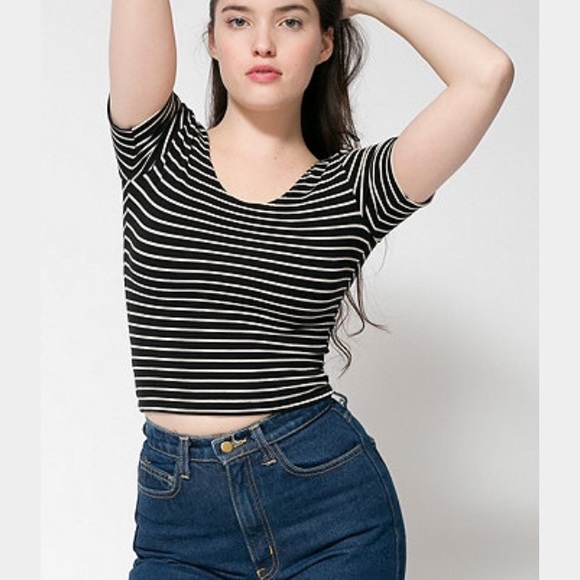 American apparel cotton spandex striped crop top