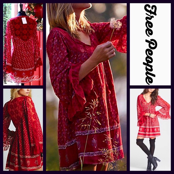 ❌SOLD❌FREE PEOPLE Boho Dress Crochet Lace - Picture 2 of 6