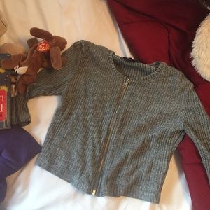 Asks 3/4 sleeve zipper knit top
