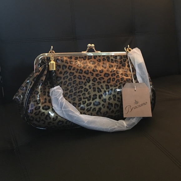 Braciano faux Leapard print hand bag