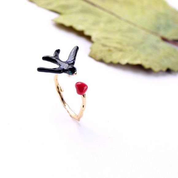 👍3X HOST PICK👍Cute bird&heart adjustable ring