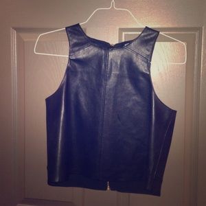 Black Leather Crop Top