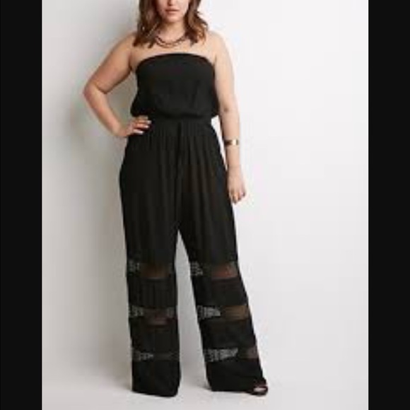 Black plus size romper / jumpsuit see through legs