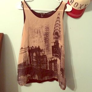 F21 black n tan blouse