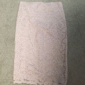 Soft pink lace pencil skirt