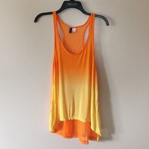 Yellow/orange ombré hi-lo tank