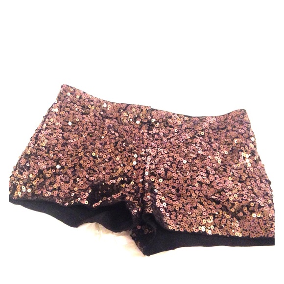 Gold/black sequin shorts