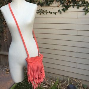 LUCKY SUEDE FRINGE CROSSOVER BAG
