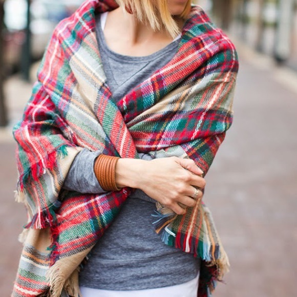 Over sized flannel blanket scarf