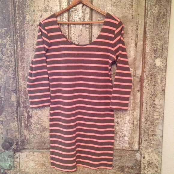 Forever 21 Coral/ brown knit dress