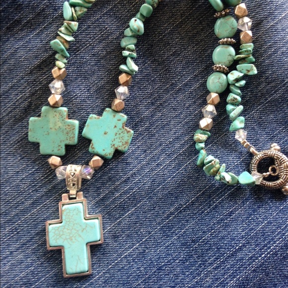 Turquoise Southwest Style Cross necklace