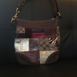 Brown patchwork coach crossbody.