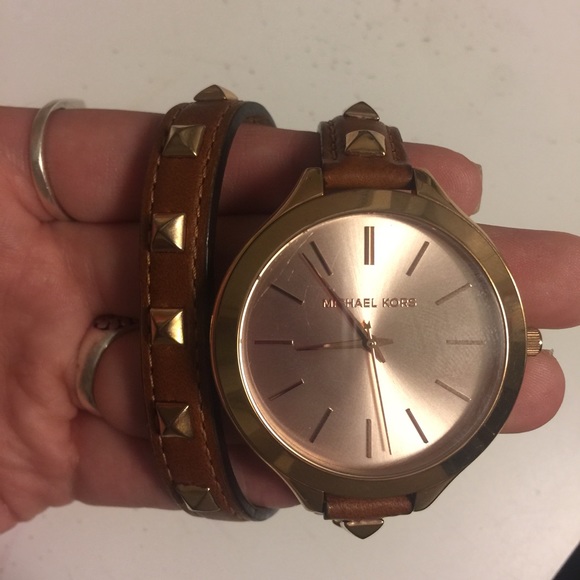 Michael Kors Rose Gold Studded Wrap Watch