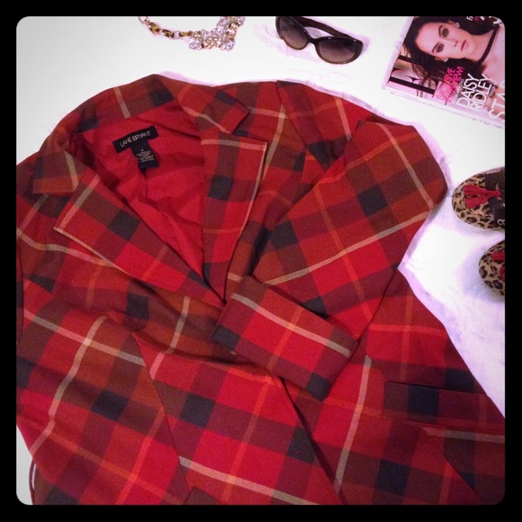 Lane Bryant Jackets & Blazers - 🎉HP🎉 Long Red Plaid Jacket