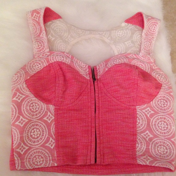 Pink and white crop top