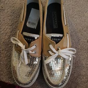 Gold Sperry Sliders. Size 7.5