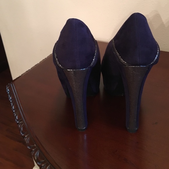 Dark Purple Peep Toe Pump - Picture 2 of 4