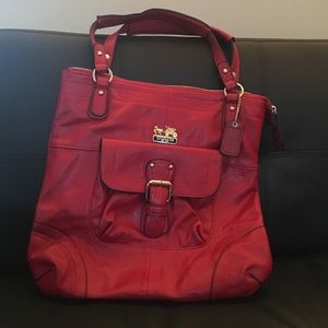 Red coach tote