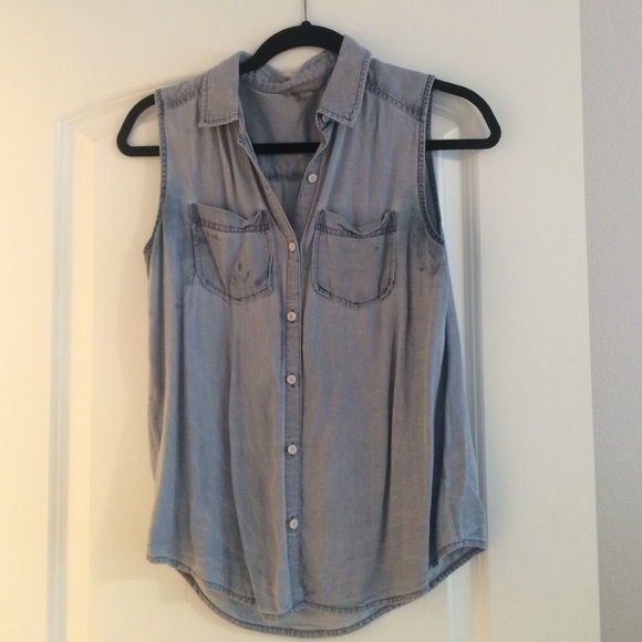 Denim button up tank
