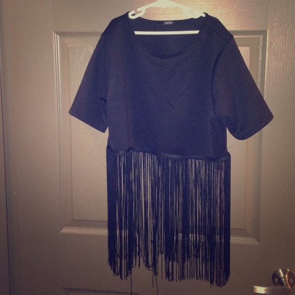 Black Fringe crop top