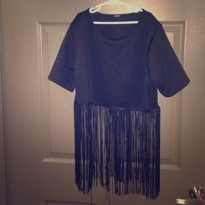 Black Fringe crop top