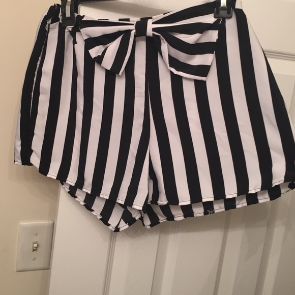 Black and white striped shorts