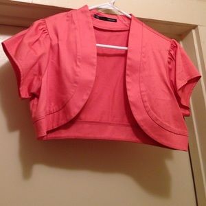 Coral Cropped Short Sleeve Cardigan