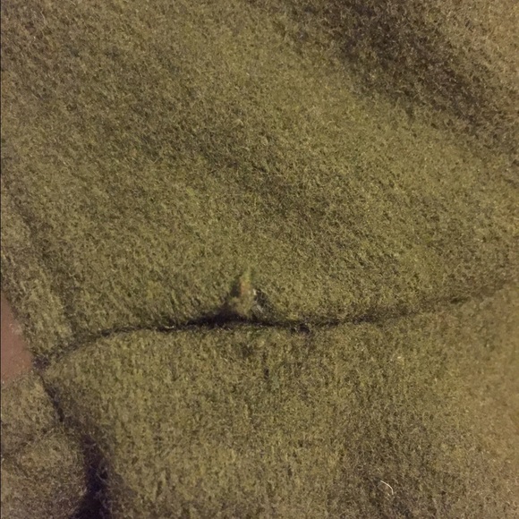 Topshop Dark Green Wool Coat with Detachable Hood - Picture 3 of 4