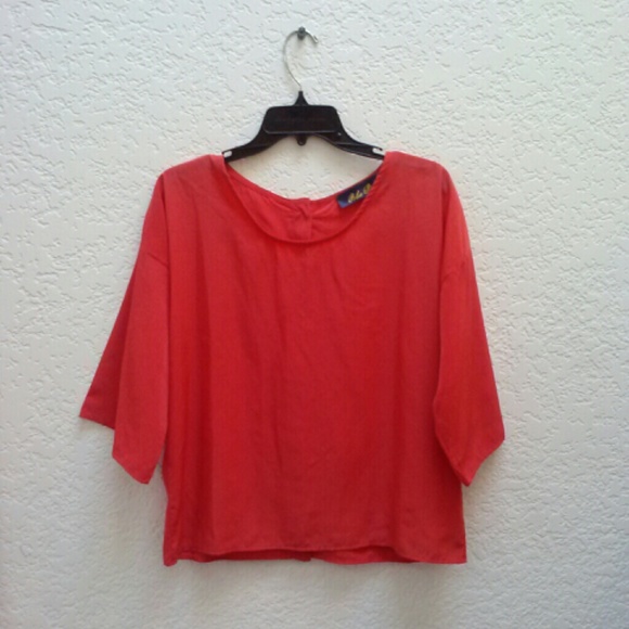 Francesca's Collections Tops - Blue Rain Orange Blouse with Gold Back Buttons