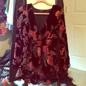 Nasty Gal velvet long sleeve romper (size small)