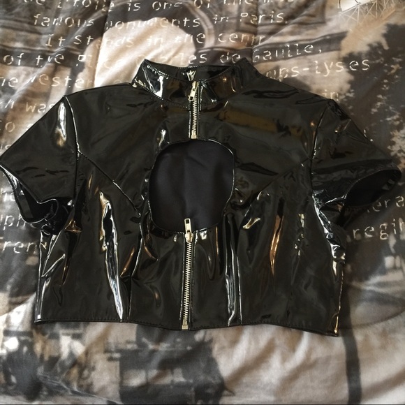 Jackets & Blazers - Patent leather crop jacket
