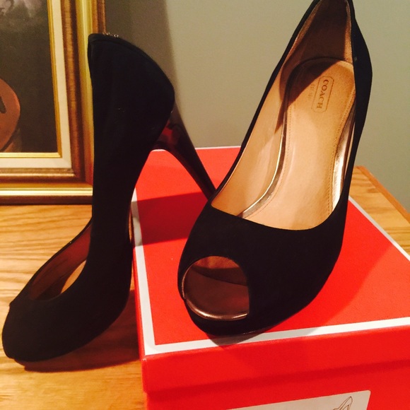 Coach suede peep toe heels. BOGO SALE!! - Picture 2 of 3