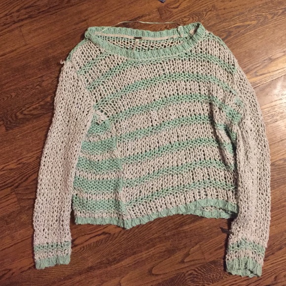 Free people mint and grey sweater